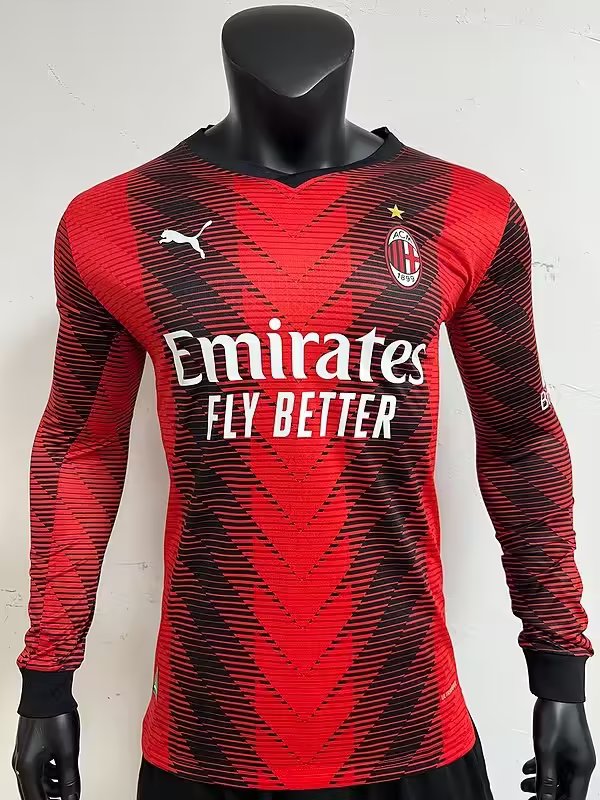 Long Sleeved AC Milan 2023-24 Home Kit Player Version