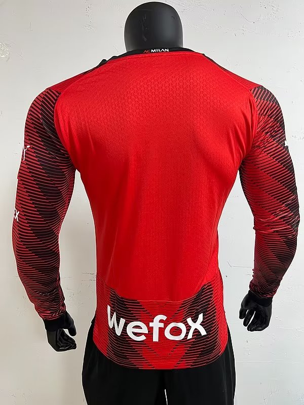 Long Sleeved AC Milan 2023-24 Home Kit Player Version