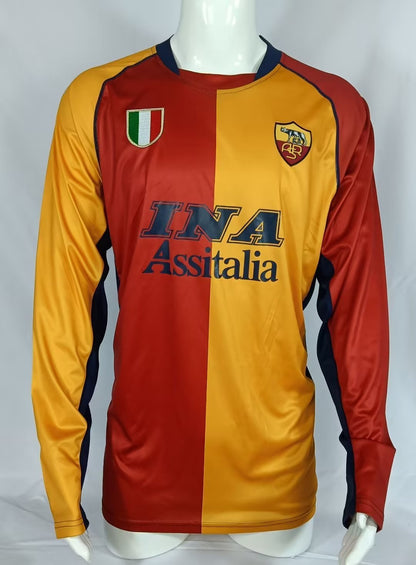 Long-Sleeved Retro Roma 2001/02 Home Kit