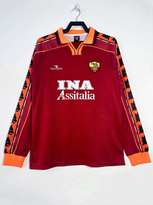 Long Sleeved Retro Roma 1998/99 Home Kit